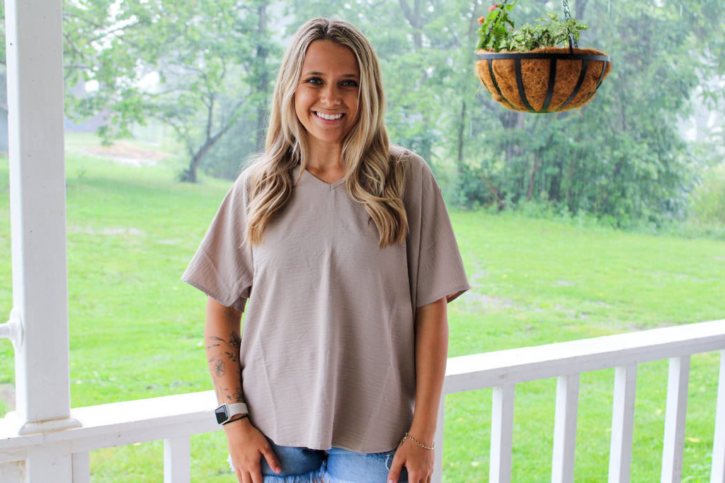 Light as a Breeze Short Sleeve Top - Mocha