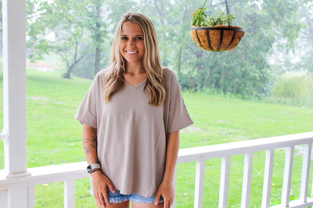 Light as a Breeze Short Sleeve Top - Mocha