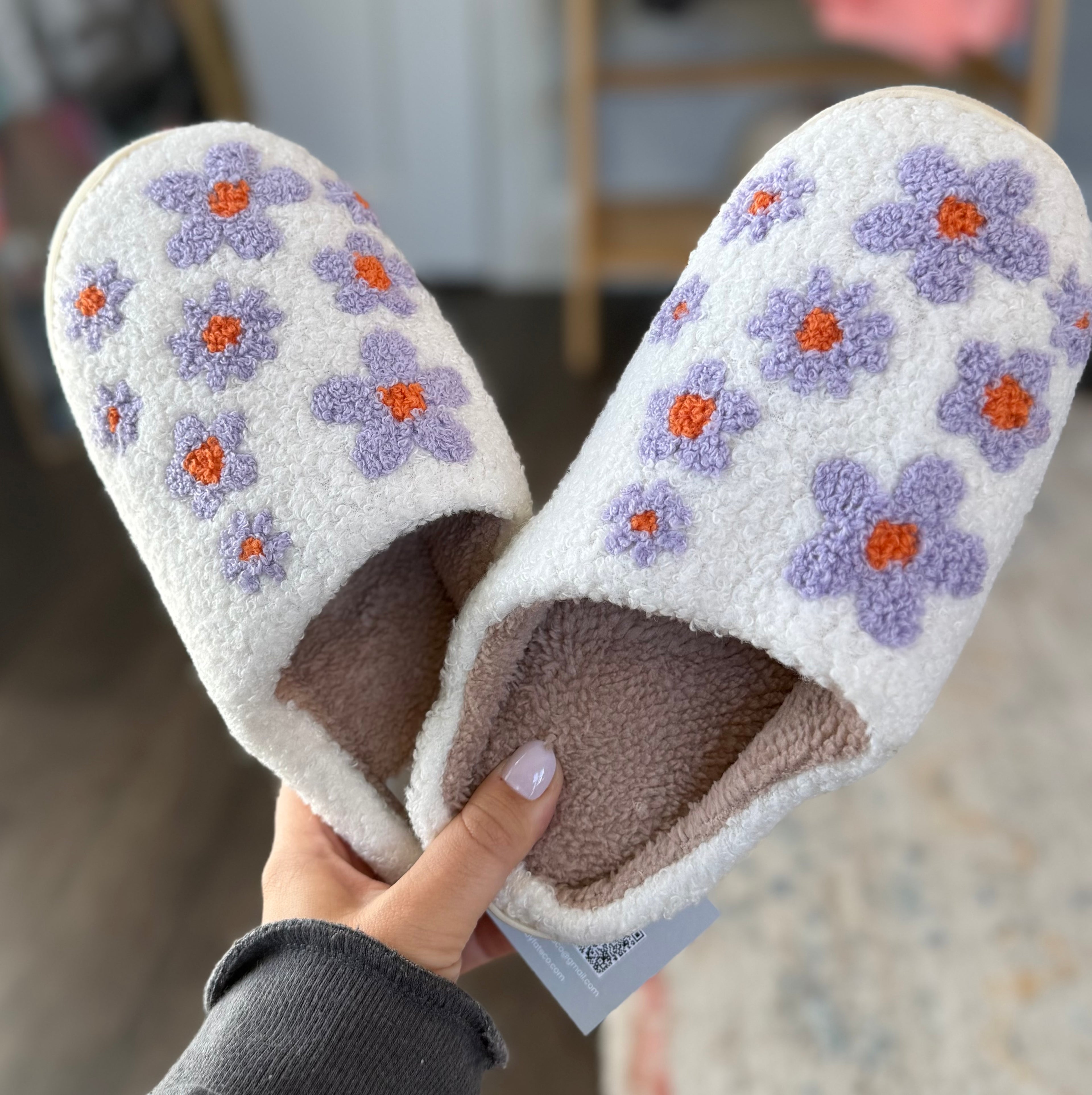 Lavender Floral Slippers