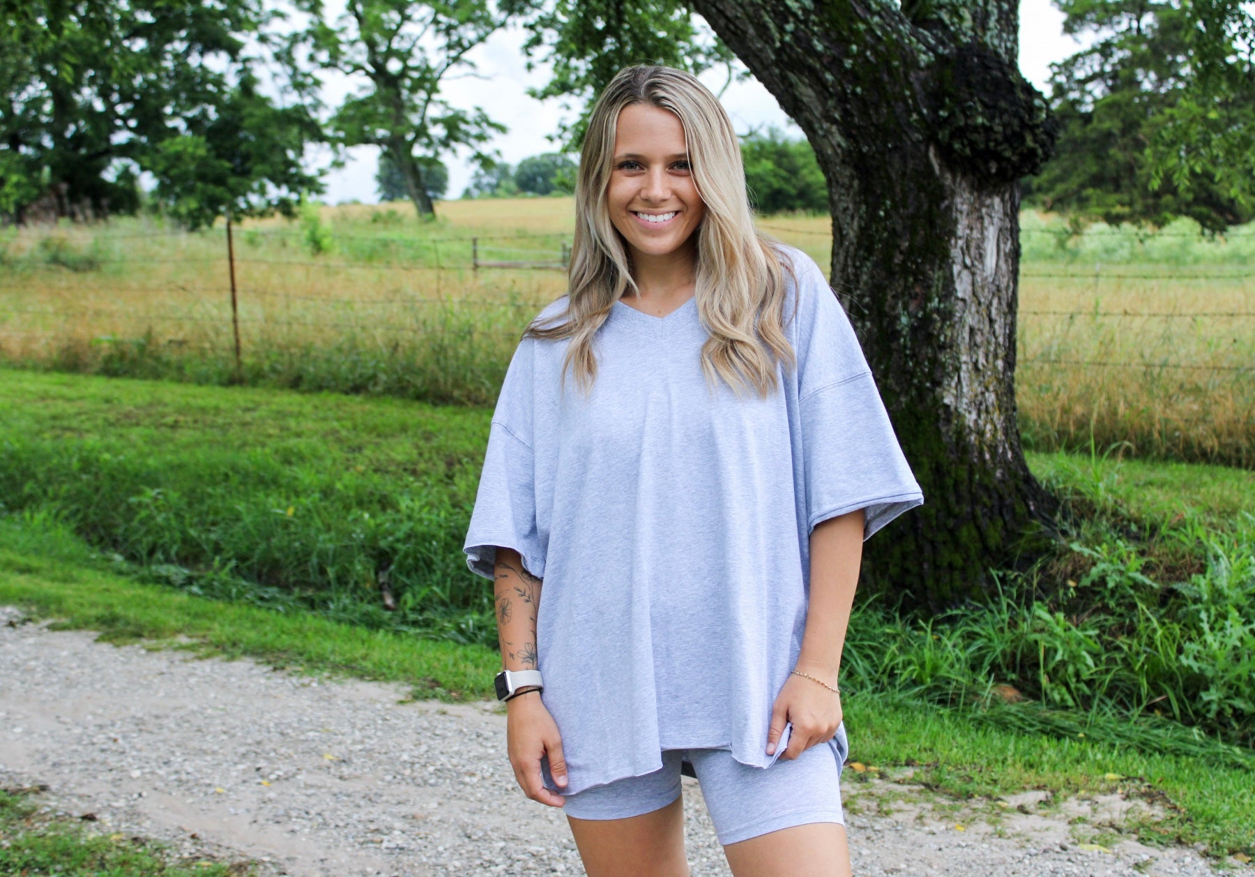 Homebody Era Top and Biker Short Set - Gray