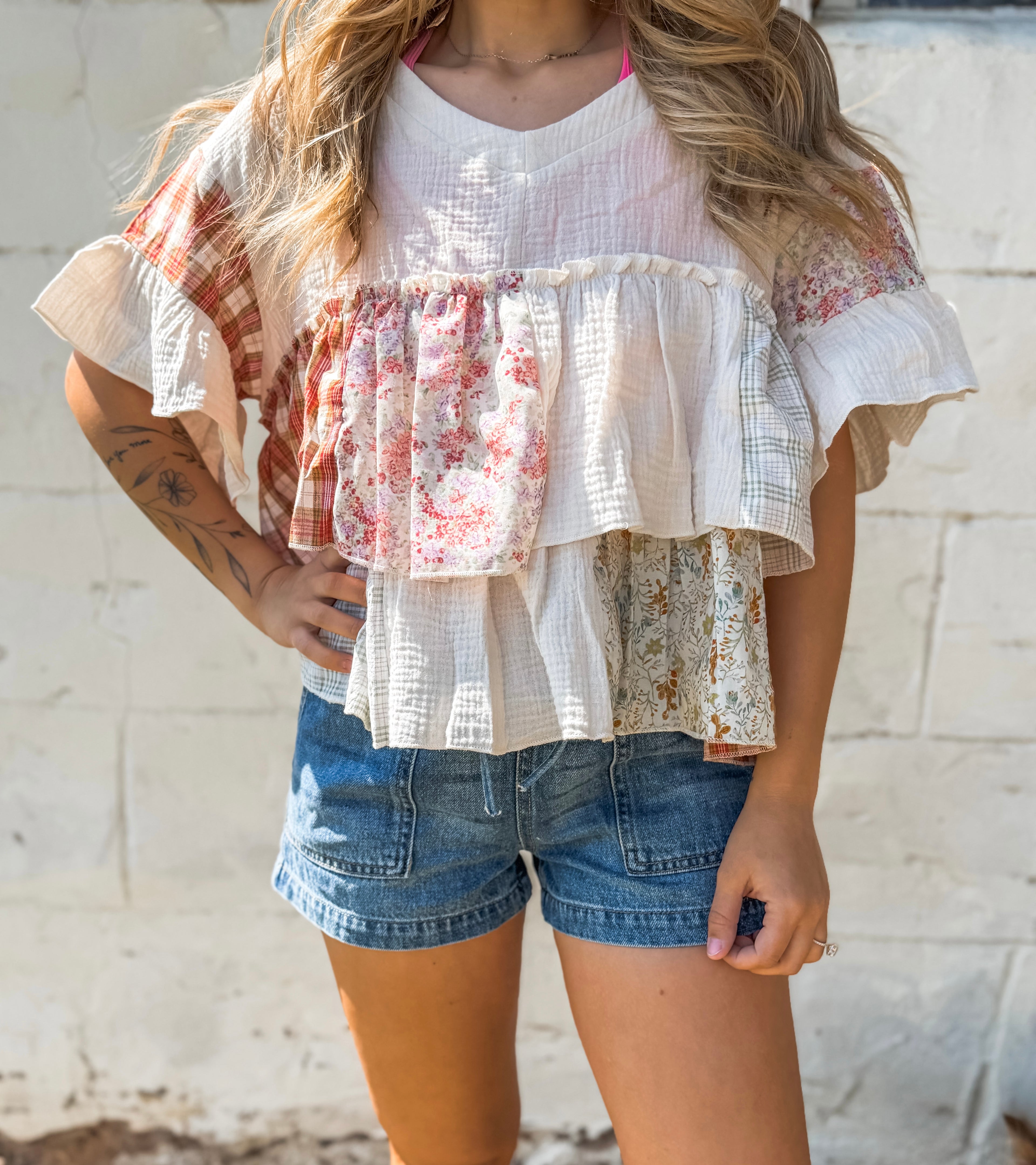 Remember the Details Vintage Patchwork Top