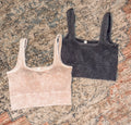 Black Ribbed Seamless Square Neck Bra