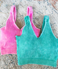 Green Ribbed Seamless Bra