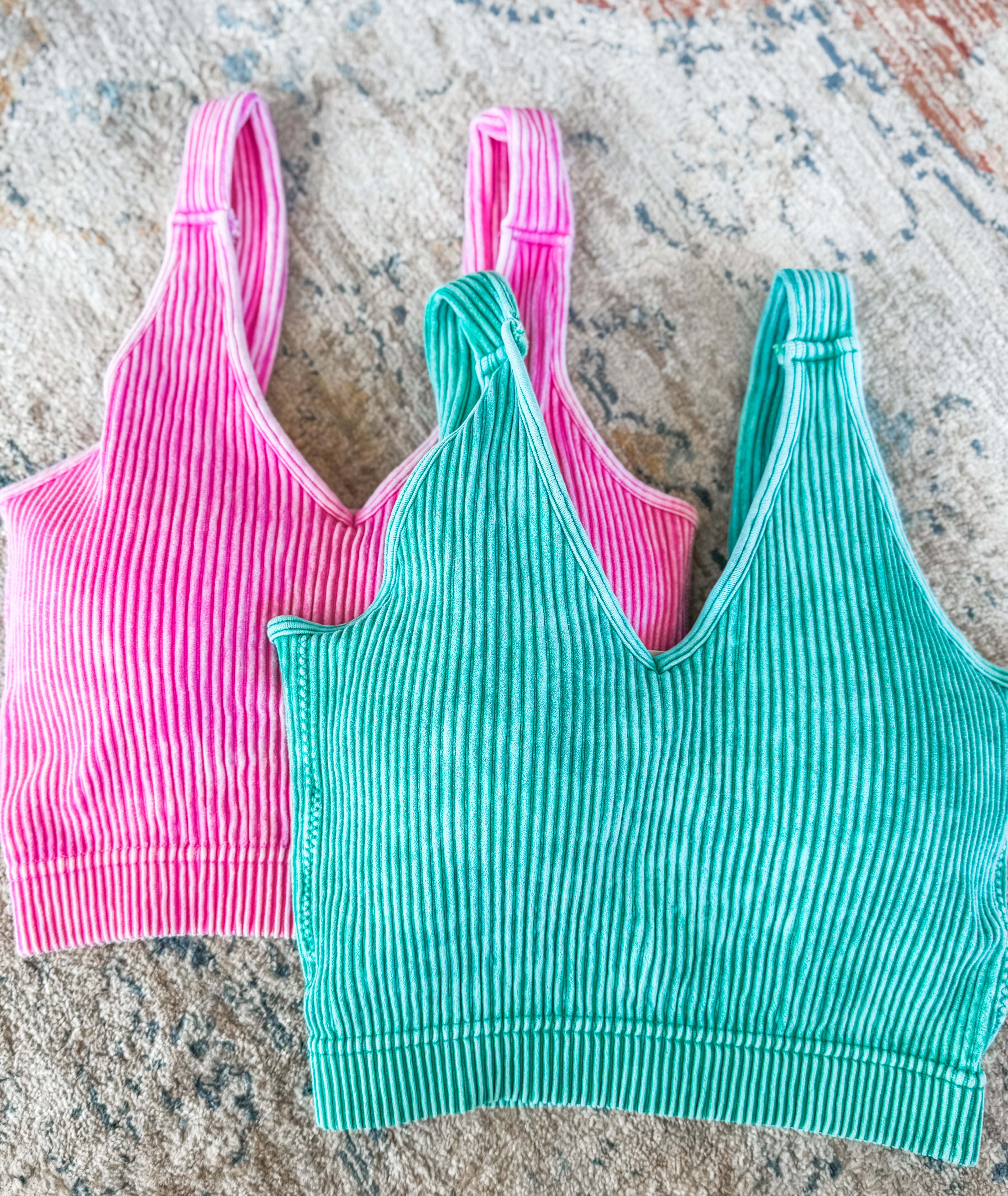Green Ribbed Seamless Bra