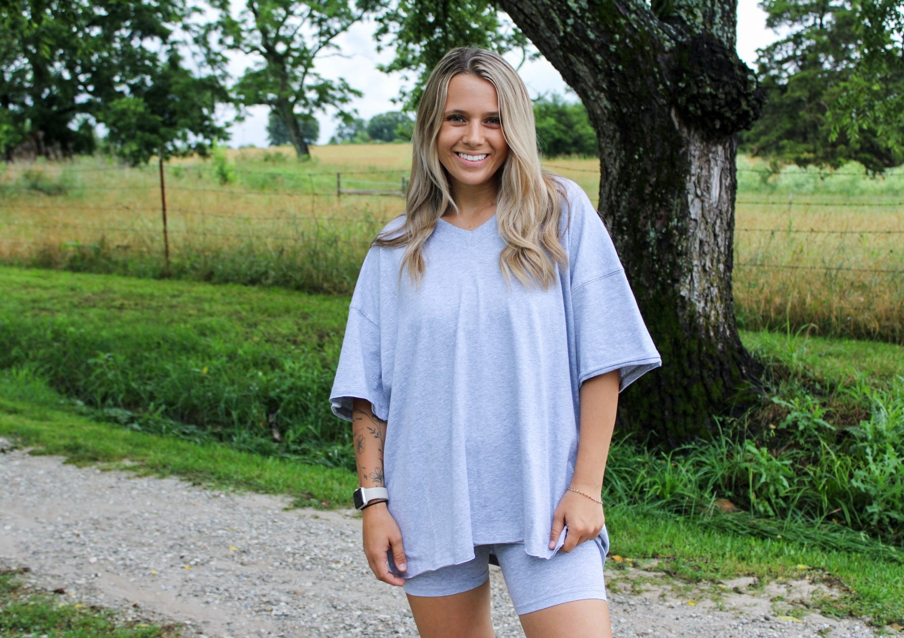 Homebody Era Top and Biker Short Set - Gray