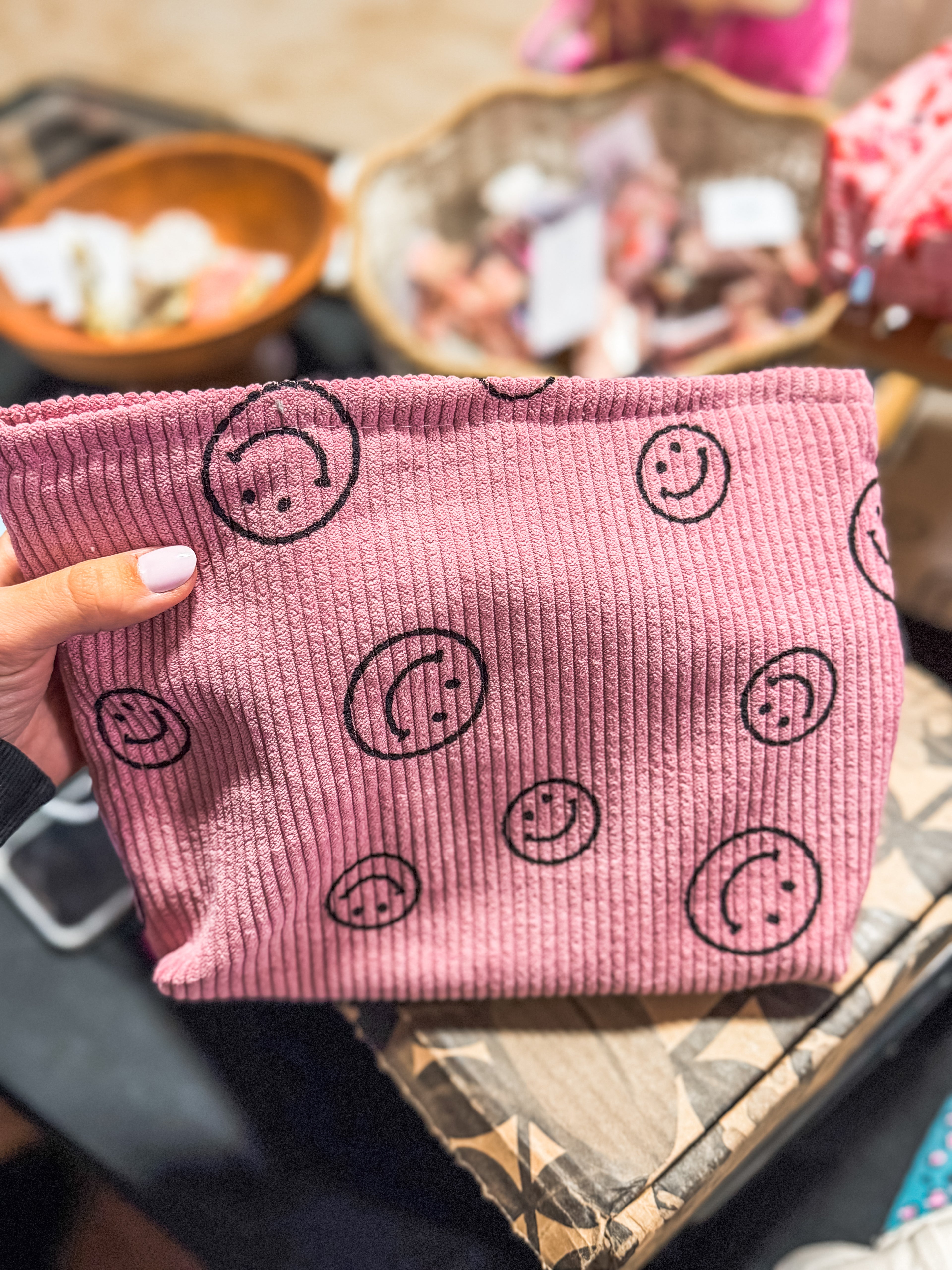 Pink Smiley Cosmetic Bag