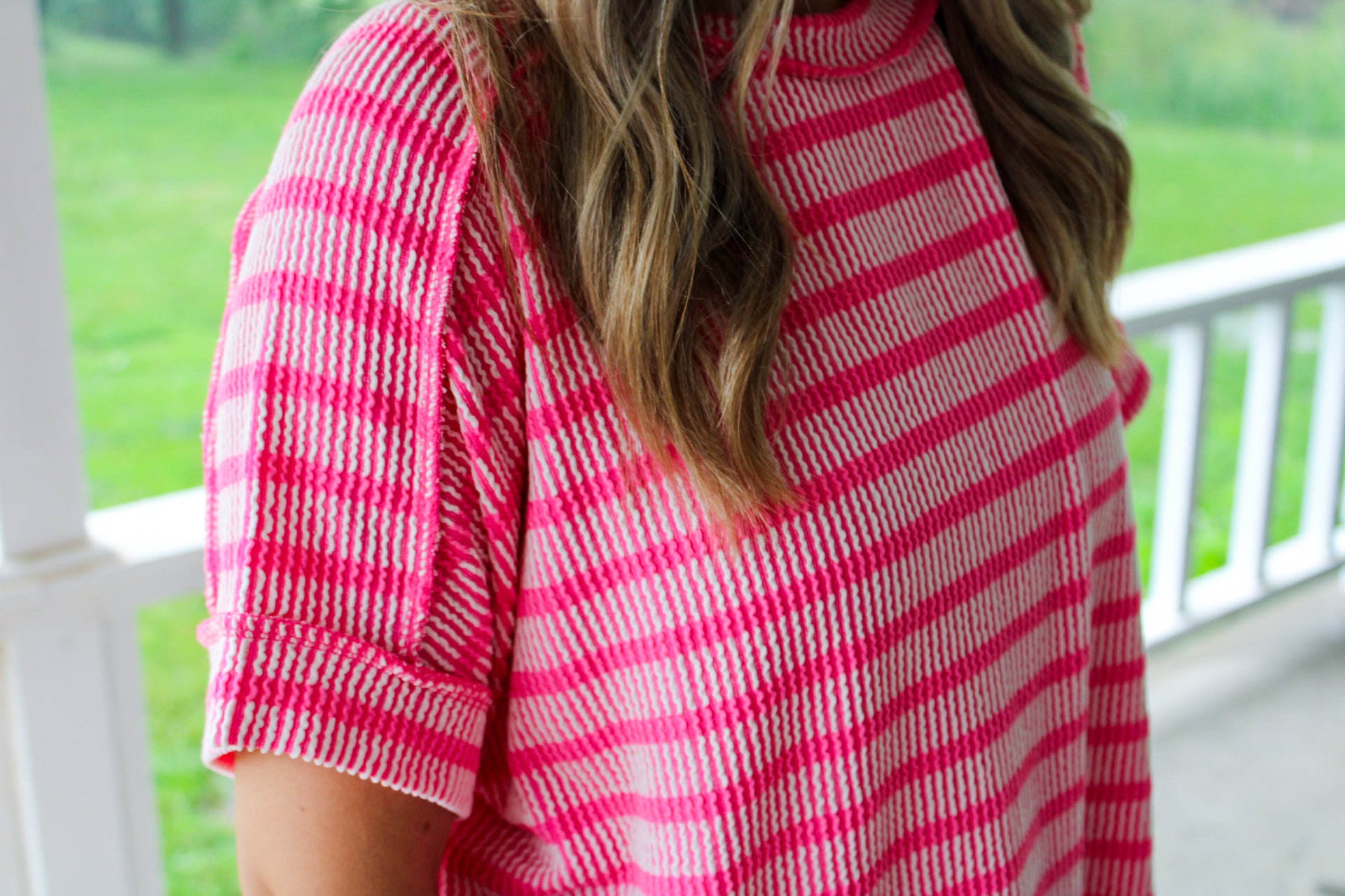 Nothing Extra Ribbed Stripe Top - Pink