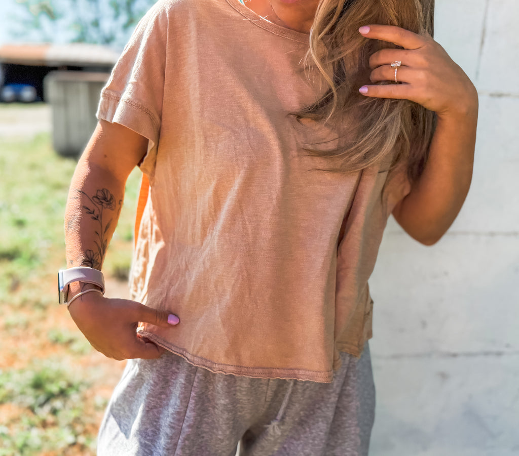 Peek-a-boo Open Back Cross Shirt - Taupe