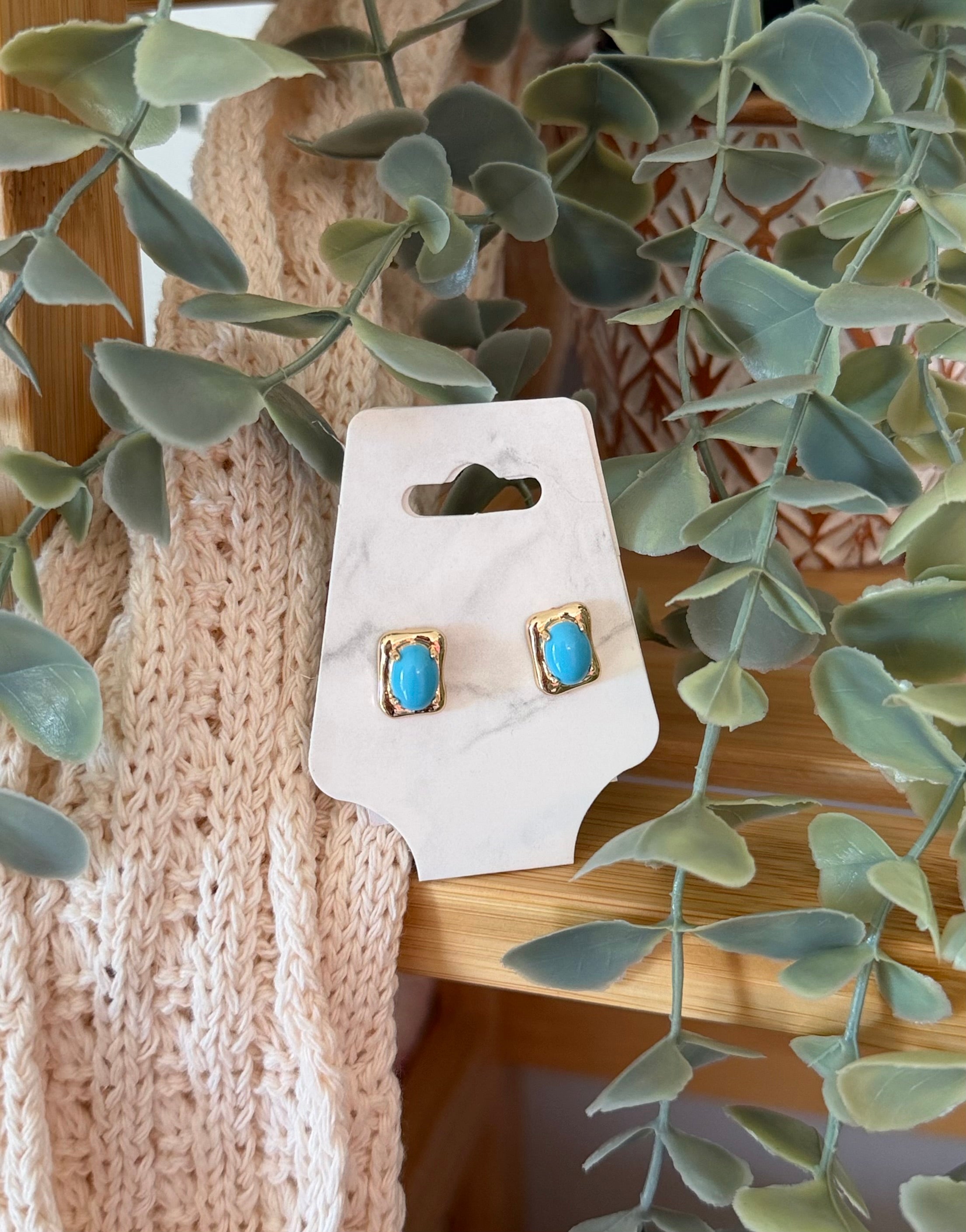 Pop of Color Studs Turquoise Earrings