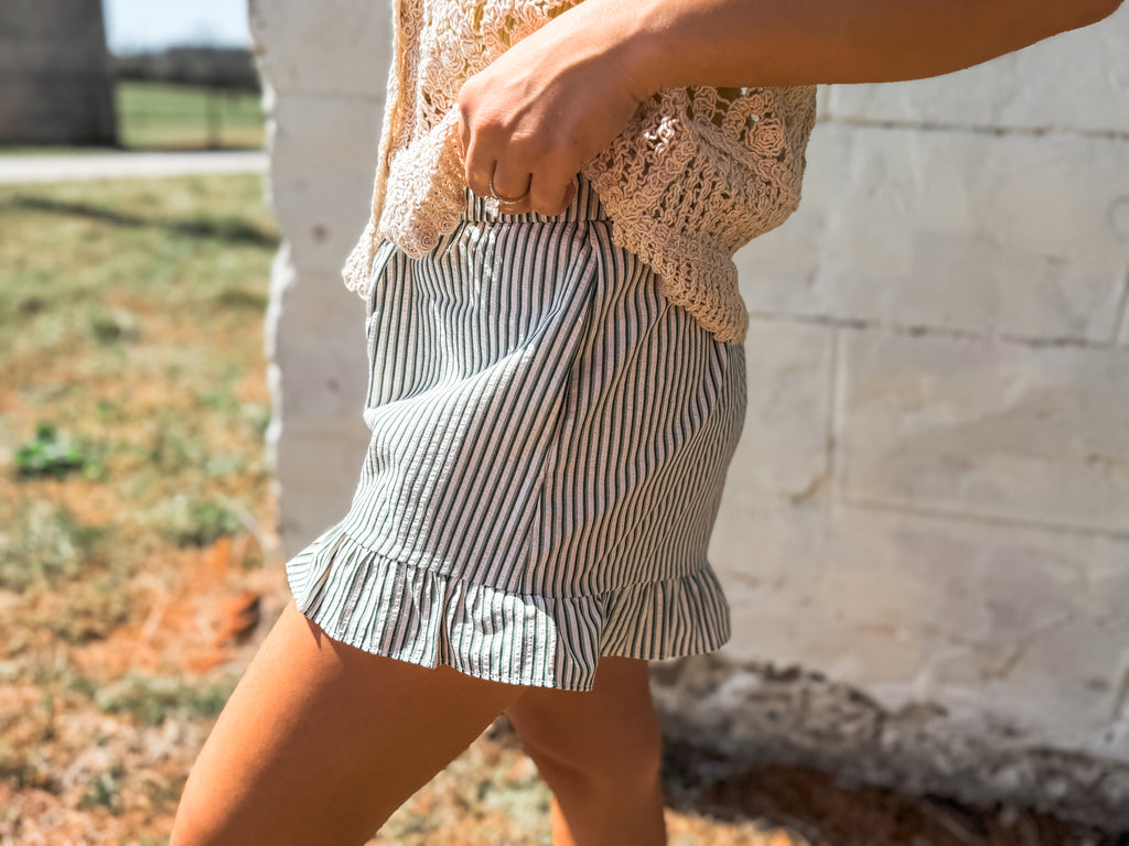 With the Breeze Green Stripe Shorts