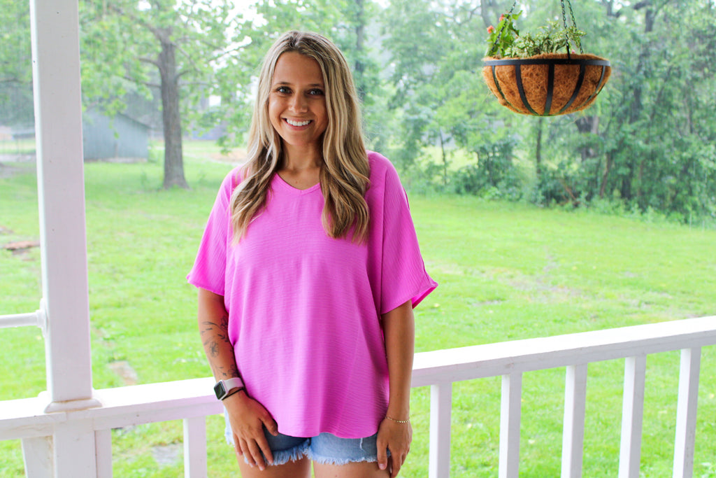 Light as a Breeze Short Sleeve Top - Pink