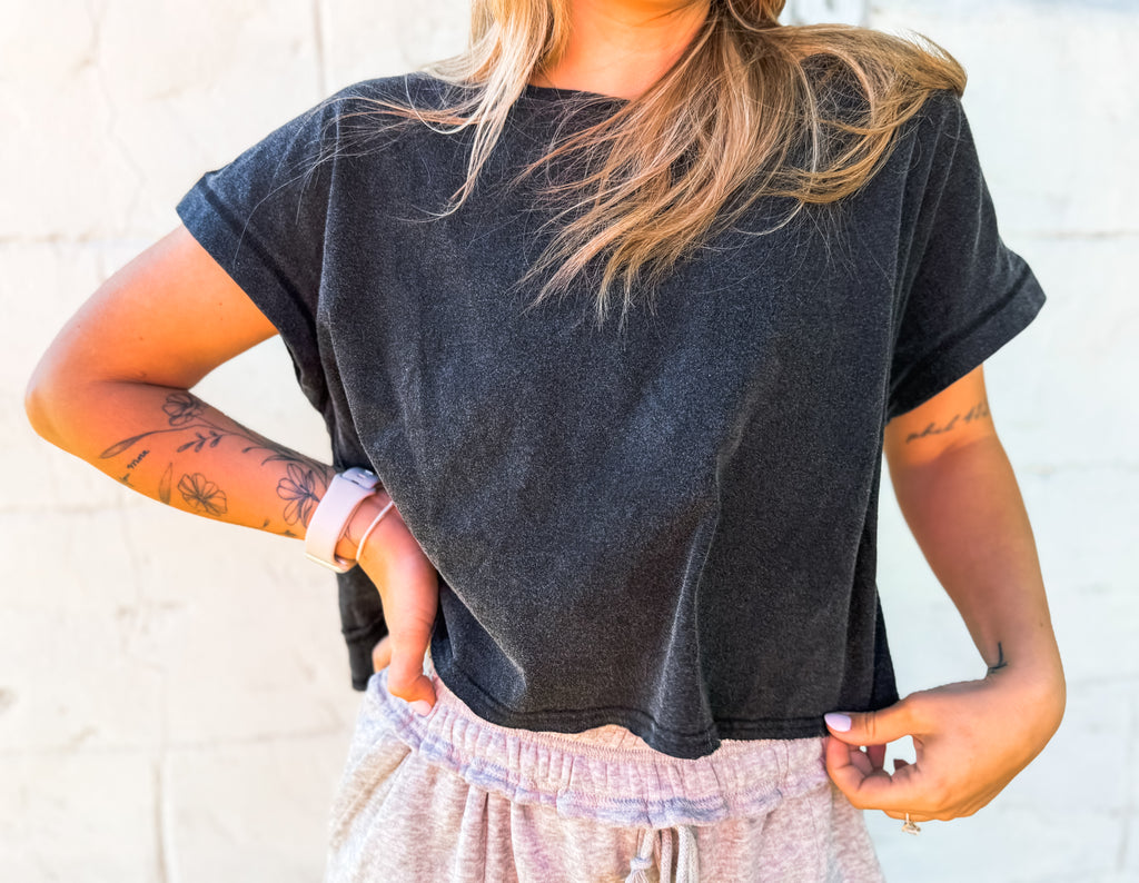 Peek-a-boo Open Back Cross Shirt - Black