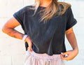 Peek-a-boo Open Back Cross Shirt - Black