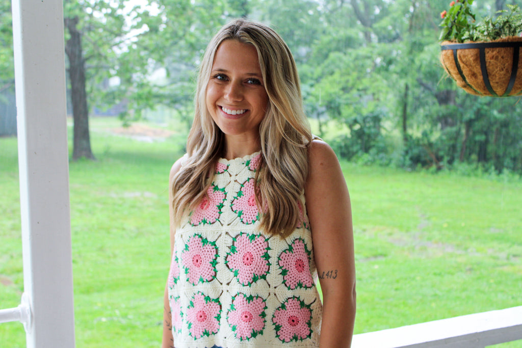 Blush Blossom Crochet Top
