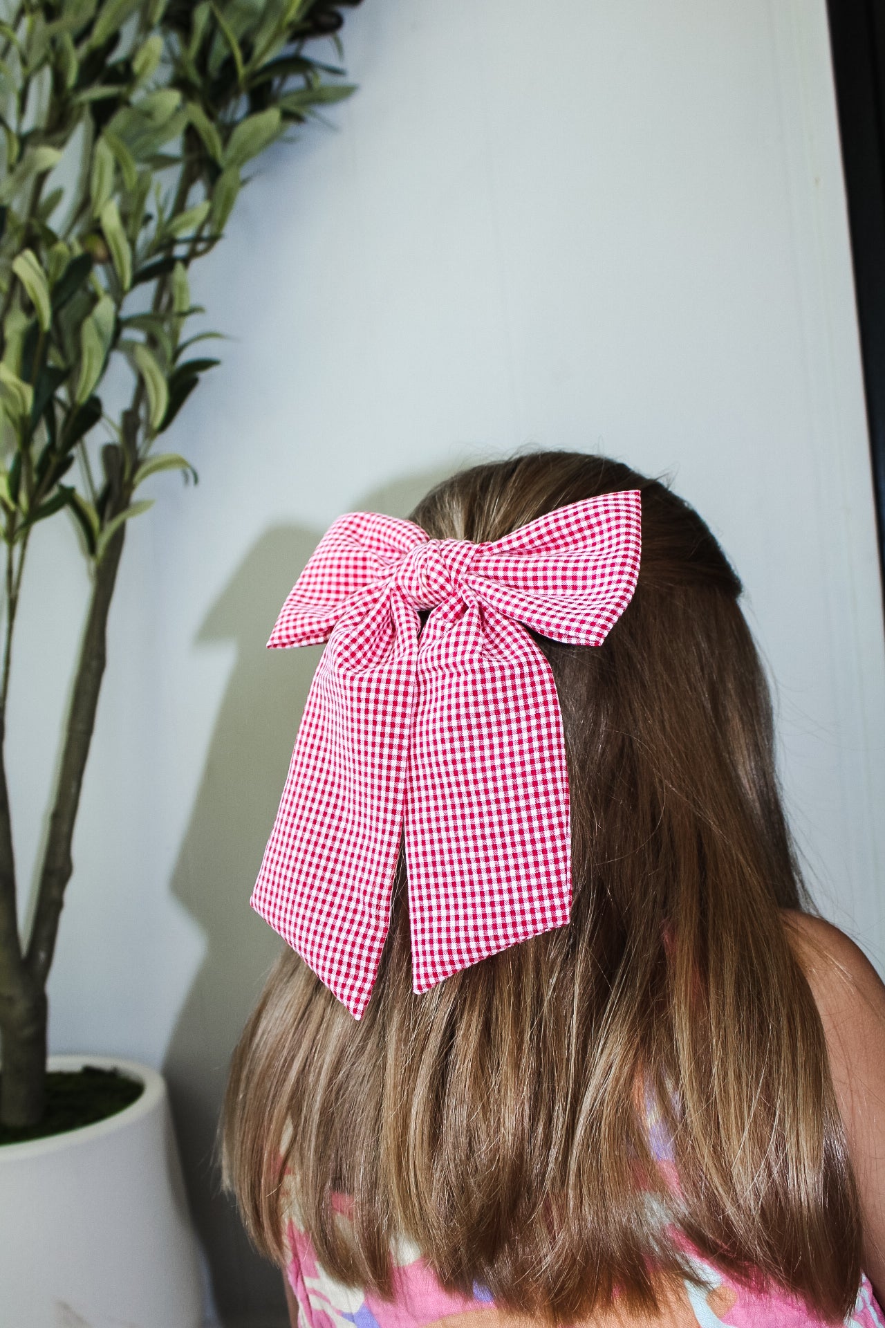 Checkered Bow Ribbon Hair Clip