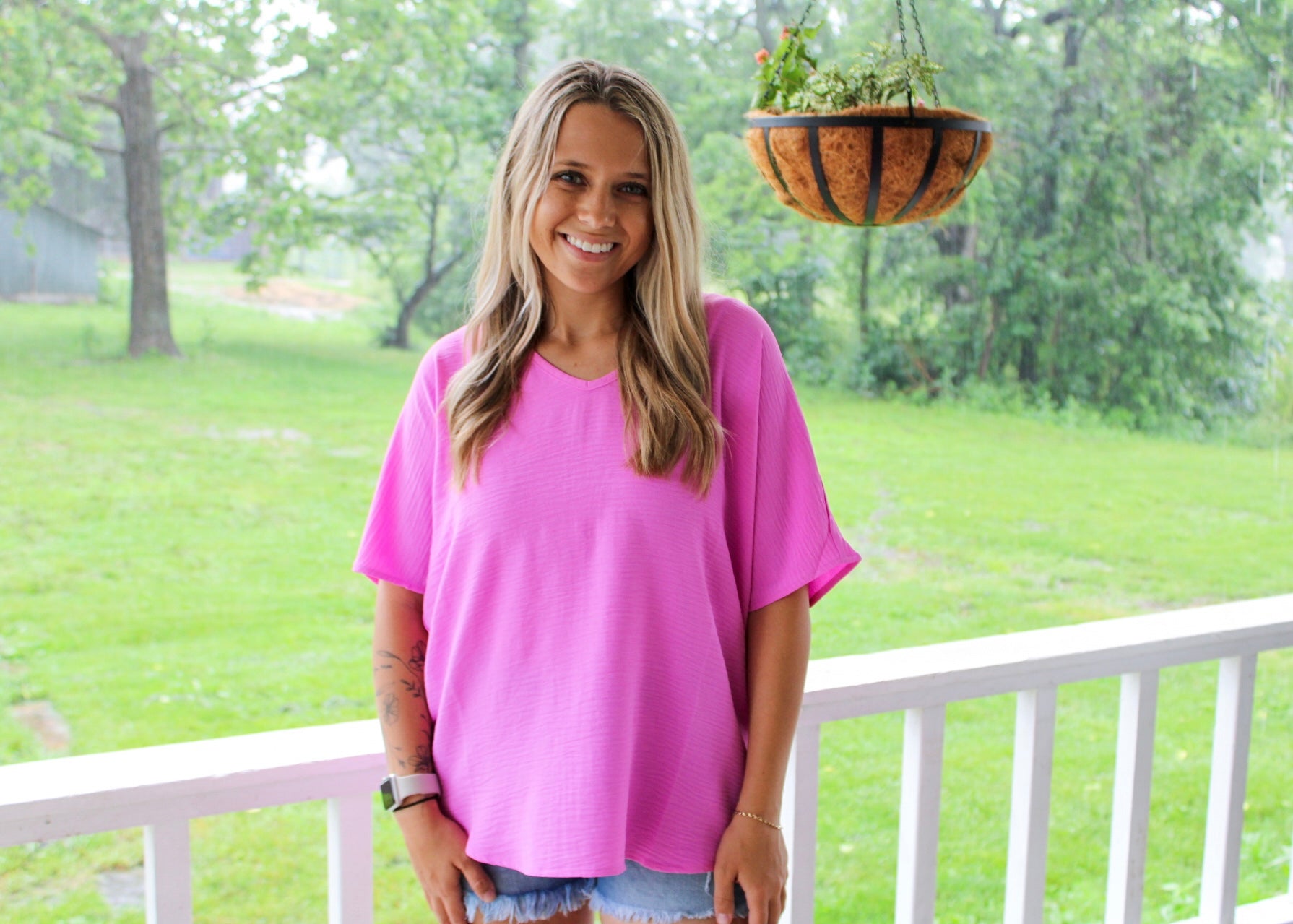 Light as a Breeze Short Sleeve Top - Pink
