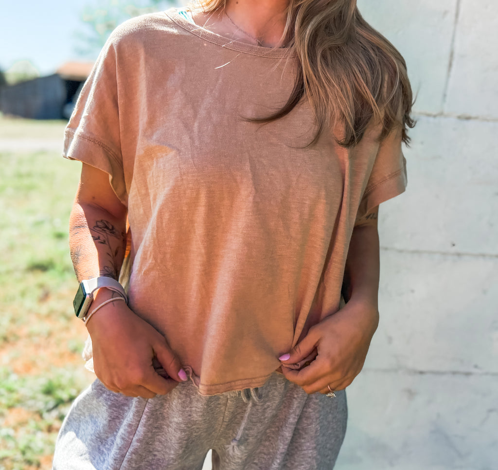 Peek-a-boo Open Back Cross Shirt - Taupe