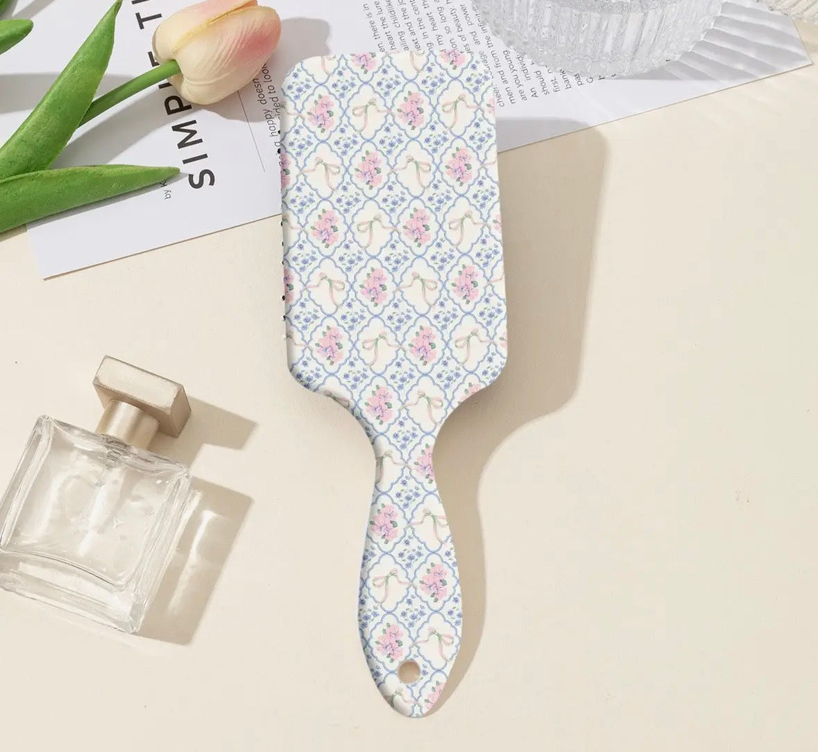 Blue Floral Bow Brush