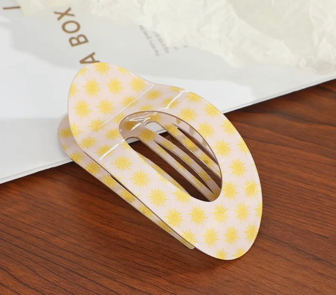 Jumbo Lay Flat Oval Hair Clip - Sun