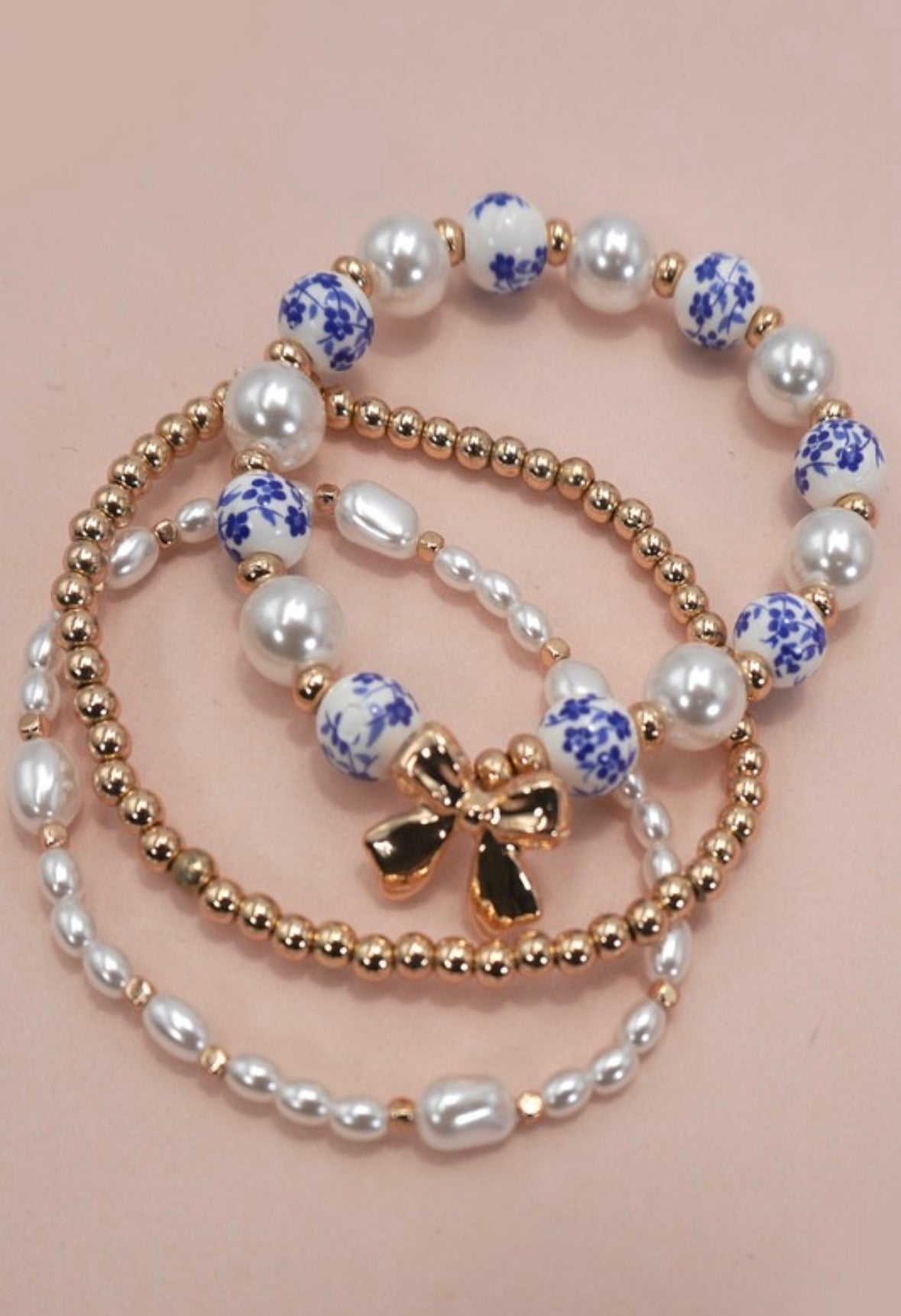 Porcelain and Pearls Bracelet Set