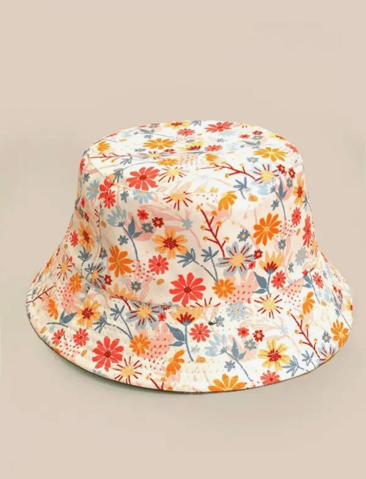 White Floral Bucket Hat