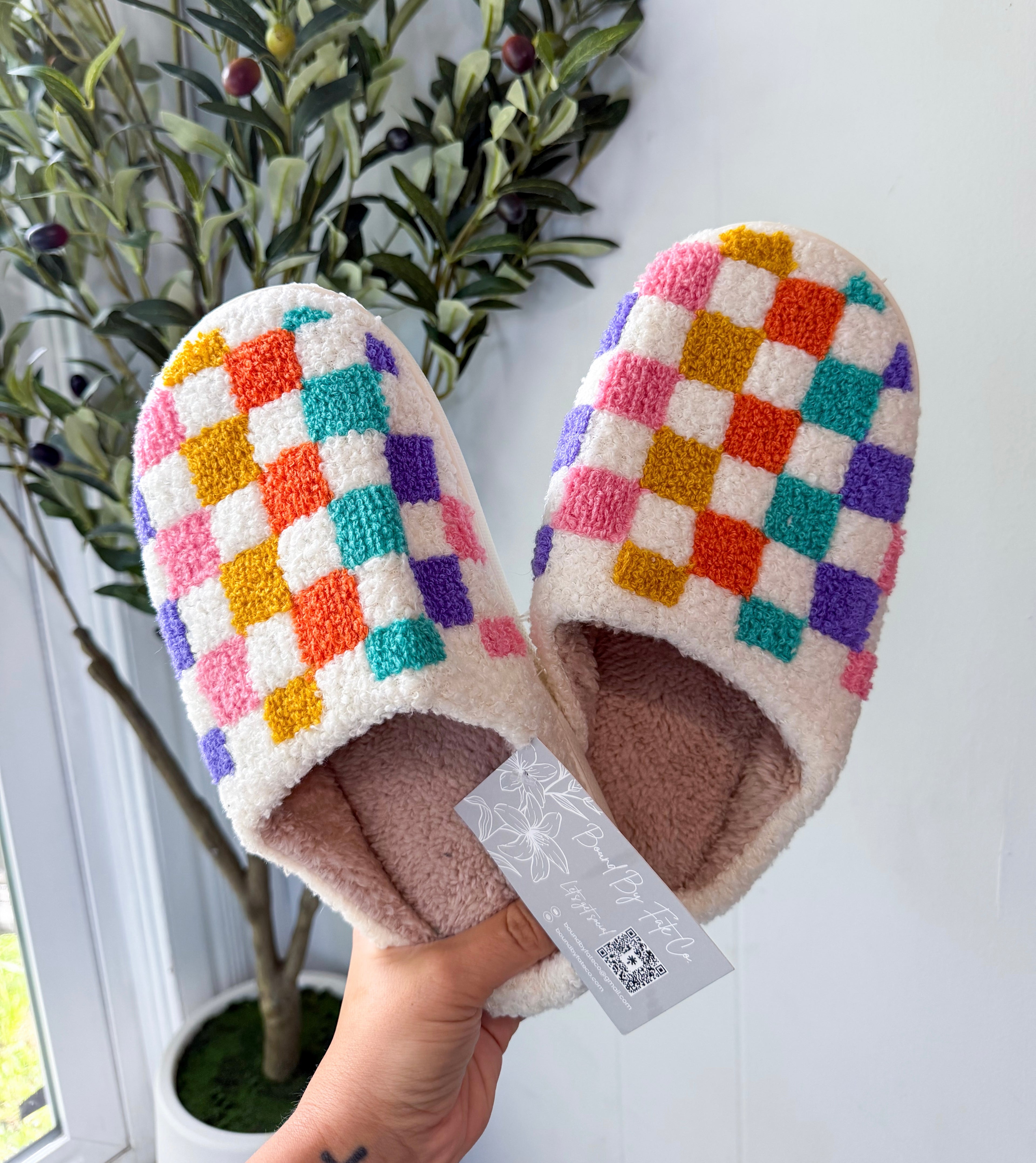 Rainbow Checkered Slippers
