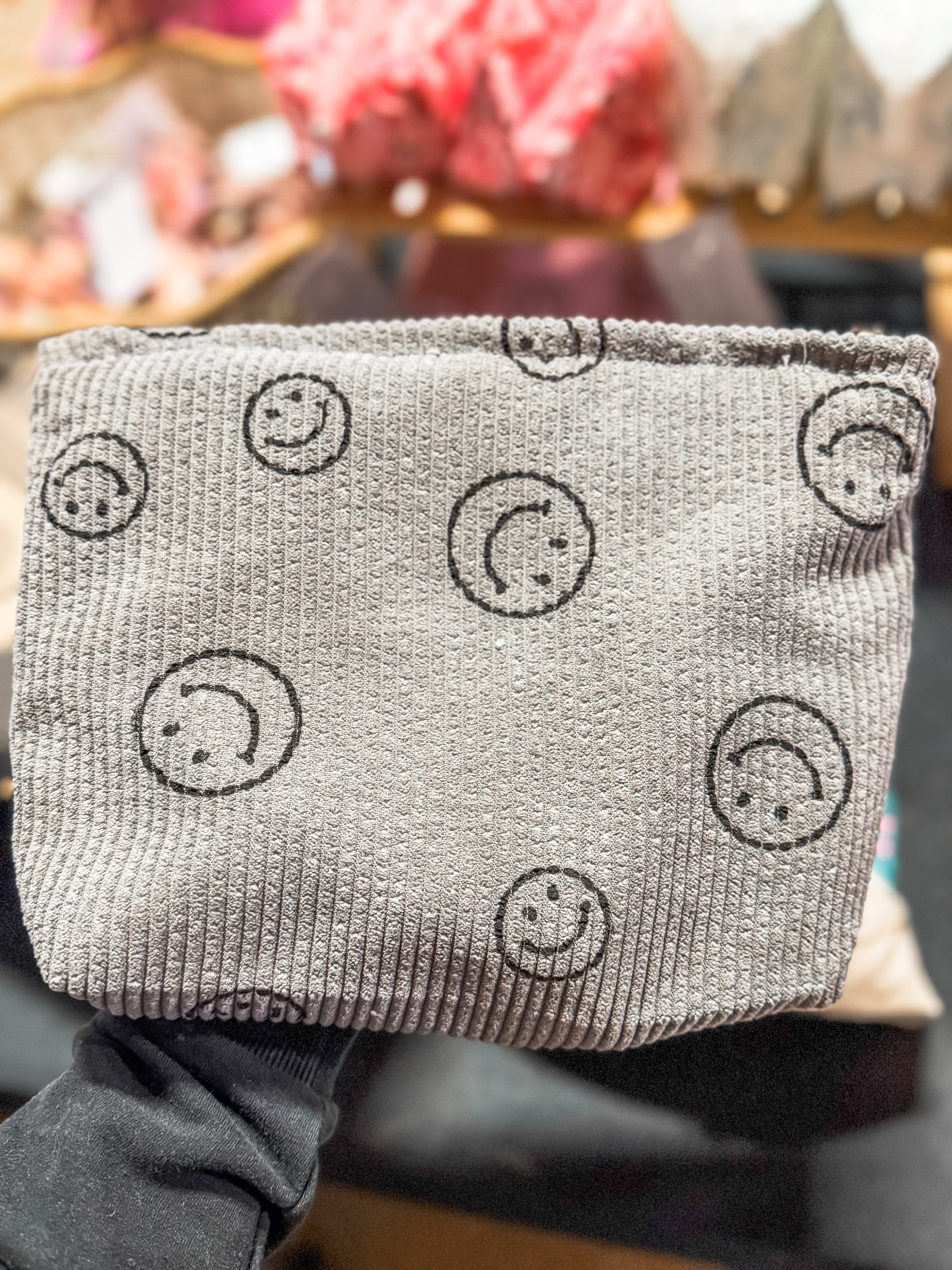 Charcoal Smiley Cosmetic Bag