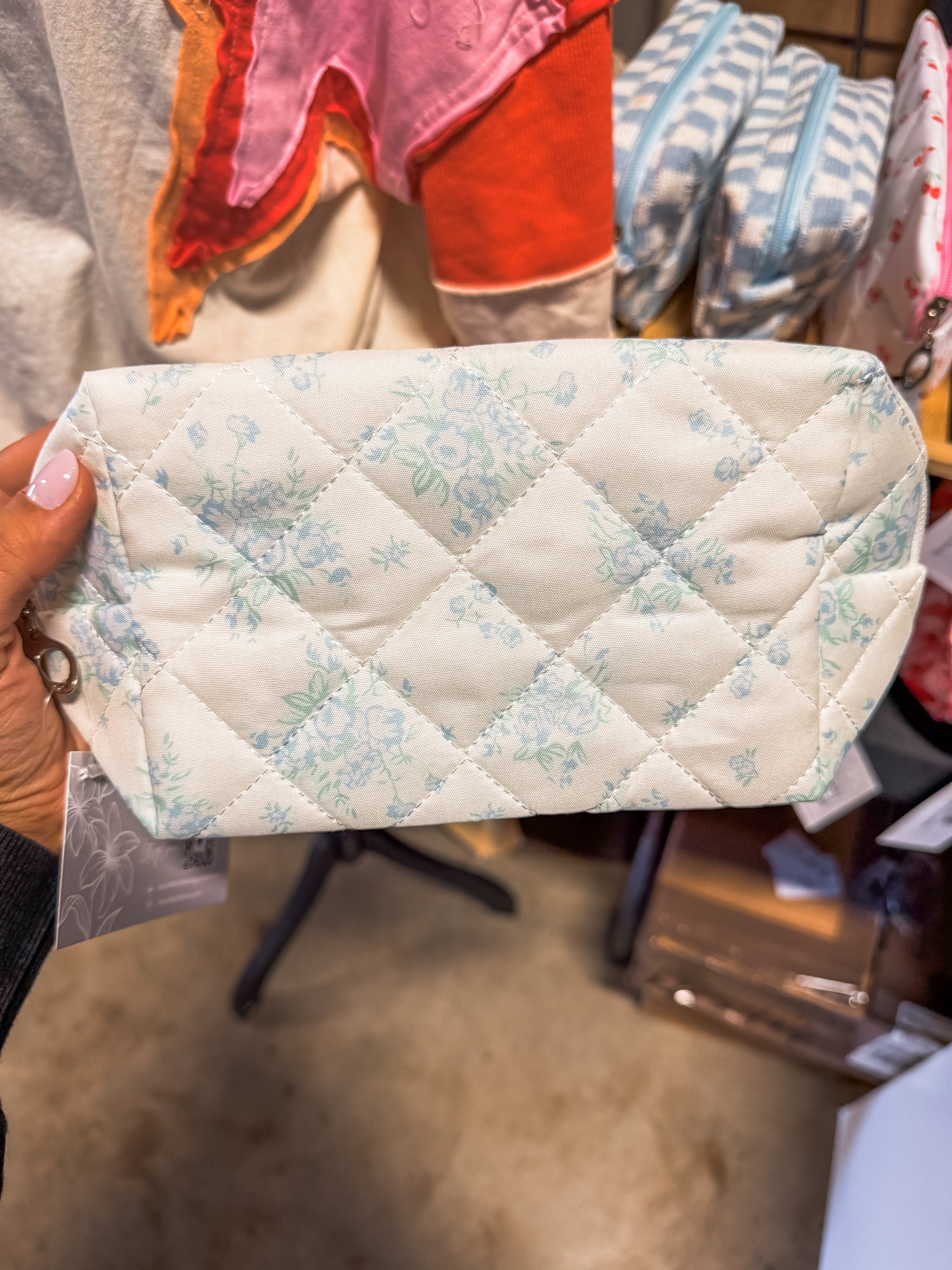 Blue Floral Cosmetic Bag